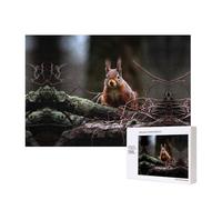 Puzzles 500 Pieces Squirrel in the Wild Jigsaw Puzzles Wooden Photo Puzzle for Adults Personalized Picture Puzzle Classic Jigsaw Puzzle for Family Wedding Birthday Valentine's Day Gifts 15.7 x 11 Inch