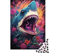 Puzzles 500 Pieces The Colorful Psychedelia of Shark Mythology Jigsaw Puzzle Adults Jigsaw Difficulty Puzzles Educational Toy Games Family Decoration 500pcs (52x38cm)