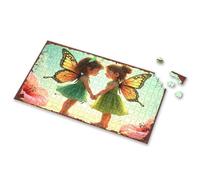 Puzzles 500 Pieces Two Little Fairies With Butterfly Wings Holding Hands On A Beach Picture Puzzle Easter Gifts For Adults 1000 Piece Puzzles(1000PCS)