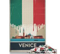 Puzzles 500 Pieces Venice Vintage Poster Jigsaw Puzzle Adults Jigsaw Difficulty Puzzles Educational Toy Games Family Decoration 500pcs (52x38cm)