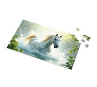 Puzzles 500 Pieces White Horse Galloping Through Water Picture Puzzle 300 Piece Puzzle Jigsaw Puzzles 1000 Pieces(500PCS)