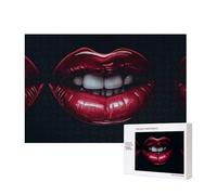Puzzles 500 Pieces White Teeth Red Lips Jigsaw Puzzles Wooden Photo Puzzle for Adults Personalized Picture Puzzle Classic Jigsaw Puzzle for Family Wedding Birthday Valentine's Day Gifts 15.7 x 11 Inch