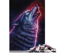 Puzzles 500 Pieces Wolf Howling at The Stars Jigsaw Puzzle Adults Puzzles Difficulty Puzzles Puzzle Education Games Toys Family Decoration 500pcs (52x38cm)
