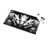 Puzzles 500 Pieces Wolf Skulls Surrounded By Intricate Floral Patterns. Picture Puzzle Easter Gifts For Adults 100 Piece Puzzles For Kids(300PCS)