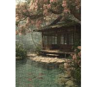 Puzzles 5000 for Adults, Peach Blossom Fish Pond Wooden Jigsaw BLQSBGA0-447