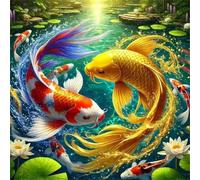 Puzzles 60 Pieces for Adults Golden Pond Koi, Hard Impossible Jigsaws 60 pieces for adults, Educational Game Challenge Toy Colorful DIY puzzles for Home