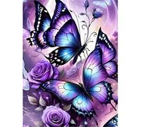 Puzzles 60 Pieces for Adults jigsaw puzzles for adults 60 Piece Educational Challenge Games Decoration puzzle - Purple Roses Butterfly