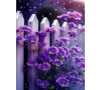 Puzzles 60 Pieces for Adults jigsaw puzzles for adults 60 Piece Educational Challenge Games Decoration puzzle - Fence Purple Flowers