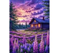 Puzzles 60 Pieces for Adults jigsaw puzzles for adults 60 Piece Educational Challenge Games Decoration puzzle - Purple Lilac Cottage