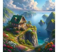 Puzzles 60 Pieces for Adults Mountain House Clouds, Hard Impossible Jigsaws 60 pieces for adults, Educational Game Challenge Toy Colorful DIY puzzles for Home