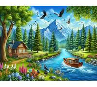 Puzzles 70 Pieces for Adults,7.9x5.9 inch Jigsaw puzzles for adults Challenging Educational Games Home Decoration Puzzle Theme: Snow Mountain Cabin River