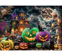 Puzzles 70 Pieces for Adults,7.9x5.9 inch Jigsaw puzzles for adults Challenging Educational Games Home Decoration Puzzle Theme: Halloween Pumpkin Houses