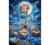 Puzzles 700 Pieces for Adults,20.5x15 inch Jigsaw puzzles for adults Challenging Educational Games Home Decoration Puzzle Theme: Flowers Guitar Moon