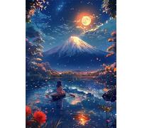 Puzzles 90 Pieces for Adults, 90 Piece Jigsaw puzzles for adults Classic Educational Games Beautiful Decoration Puzzle-Moonlit Lake Boat
