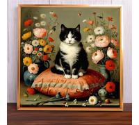 Puzzles 90 Pieces for Adults Black Cat Flower, 12x12inch/30x30cm jigsaw puzzles for adults 90, Puzzle Classic Educational Games Beautiful Decoration puzzle