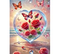 Puzzles 90 Pieces for Adults jigsaw puzzles for adults 90 Piece Educational Challenge Games Decoration puzzle - Beach Heart Rose Butterfly