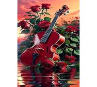 Puzzles 90 Pieces For Adults jigsaw puzzles for adults Classic Educational Challenging Games Toys Family Decoration Puzzle - Roses Guitar Lake