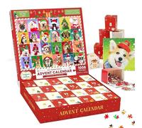 Puzzles Advent Calendar 2025 - Christmas Dog - 24 Days Jigsaw Puzzle Countdown to Christma - 1008 Pieces Cute Xmas Postcards Puzzl as Christma wall Decor for Adults Kids