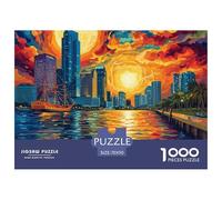 。 Puzzles Age 14+ for Adults Sunset over The Harbour,1000 Piece Puzzles for Adults, Family Puzzle Game Birthday Gifts.Challenge High Difficulty-（Beautiful City）70x50cm/1000pcs