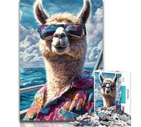Puzzles Alpaca on Vacation 1000 Piece Jigsaw Puzzles for Adults Gifts,is Ideal As A Gift for The Whole Family Suitable for And 14 50x75cm