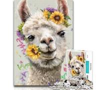 Puzzles Alpaca Sunflower 1000 Piece Jigsaw Puzzles for Teenagers,Birthday Present, Gifts, Wall Art for And Age 14 Years Up 26x38cm
