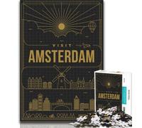 Puzzles Amsterdam Netherlands Puzzles 1000 Pieces for Teenagers,Decompressing Intellectual Educational Toy Secret Santa Gifts 26x38cm