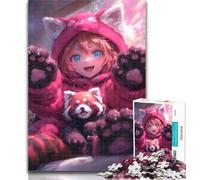 Puzzles Anime Red Panda Girl Puzzles 1000 Pieces for Adults,Educational Games Home Decoration Deal As Gifts for The Whole Family 26x38cm