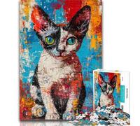 Puzzles Artistic Cat Oil Painting Jigsaw Puzzles for Adults 1000 Pieces,for Educational Game Challenge Toy Artists Collection, Fine Art 26x38cm