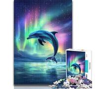 Puzzles Aurora Dolphin Puzzles 1000 Pieces for Teenagers,Decompressing Intellectual Educational Toy Secret Santa Gifts 75x50cm