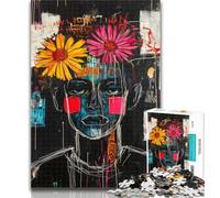 Puzzles Basquiat-style Poppy Skull 1000 Piece Jigsaw Puzzles for Teenagers,Challenging Difficult with Fully Interlocking Randomly Shaped Pieces 50x75cm
