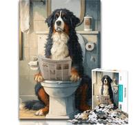 Puzzles Bernese Mountain Dog in The Toilet 1000 Piece Jigsaw Puzzles for Adults Gifts,is Ideal As A Gift for The Whole Family Suitable for And 14 26x38cm