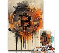 Puzzles Bitcoin Logo 1000 Piece Jigsaw Puzzles for Adults & Teens,Toys Educational Games Stress Relieving Wishlist with Santa Claus 26x38cm