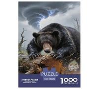 Puzzles Black Bear 1000 Pieces Challenge Game for Adults,Stormy Weather Impossible Jigsaw Puzzles 1000 Pieces Educational Games Home Decoration 38x26cm/1000pcs
