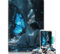 Puzzles Blue Butterfly Puzzles 1000 Pieces for Adults,Educational Games Home Decoration Deal As Gifts for The Whole Family (26x38cm)
