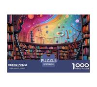 Puzzles Bookshelf 1000 Piece Challenge Toy for Adults,Library Impossible Jigsaw Puzzle 1000 Piece Educational Game for Adults Or Families 38x26cm/1000pcs