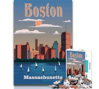 Puzzles Boston City Massachusetts 1000 Piece Jigsaw Puzzles for Teenagers,Birthday Present, Gifts, Wall Art for And Age 14 Years Up 26x38cm