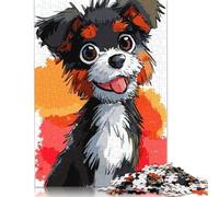 Puzzles Cheerful Puppy 500 Pieces Jigsaw Puzzle for Adults Wooden Jigsaw Suitable for Adults And over 18 Years Old Stress Relief Toys 500pcs (52x38cm)