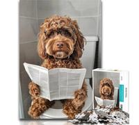 Puzzles Cocker Spaniel on The Toilet Jigsaw Puzzles 1000 Pieces for Adults Teens,Toys Educational Games Stress Relieving Unique Home Decor And Gifts 50x75cm