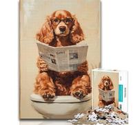 Puzzles Cocker Spaniel Sitting Toilet 1000 Piece Jigsaw Puzzle for Adults And Teenagers,Family Game Birthday Gifts.Challenge High Difficulty 50x75cm