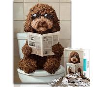 Puzzles Cocker Spaniel Sitting Toilet Jigsaw Puzzle 1000 Pieces for Adults,for Age 14+ Impossible Game Best Gift for Adults And Teenagers 50x75cm