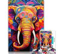 Puzzles Colorful Elephant 1000 Piece Jigsaw Puzzles for Adults Gifts,is Ideal As A Gift for The Whole Family Suitable for And 14 50x75cm