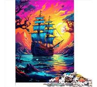 Puzzles Colorful Pirate Ship 1000 Piece Puzzle Game Cardboard Puzzles for Children Boys Girls Learning Puzzle Size (26 x 38 cm)