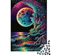 Puzzles Colorful Waves1 500 Pieces Jigsaw Puzzle for Adults Wooden Jigsaw Suitable for Adults And over 18 Years Old Stress Relief Toys 500pcs (52x38cm)