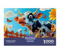 Puzzles Cow 1000 Pieces Challenge Game for Adults,Pastoral Scenery Impossible Jigsaw Puzzles 1000 Pieces Educational Game 70x50cm/1000pcs
