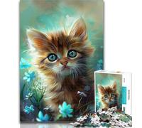 Puzzles Cute Colourful Kitten Jigsaw Puzzles for Teenagers 1000 Pieces,Wall Decoration Unique Birthday And Xmas Gifts Suitable for And 14 75x50cm