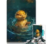 Puzzles Cute Little Yellow Otter 1000 Pieces Jigsaw Puzzles for Adults And Teens,Learning Educational Toys Family Games Enhance Love between Couples 50x75cm