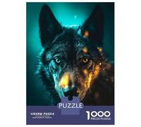 Puzzles De 1000 Pièces Black Wolf in Neon Puzzle Adulte Jeu Manuel Une Œuvre D'art Cadeaux Uniques Pour Anniversaire Et Noël 70x50cm/1000pcs