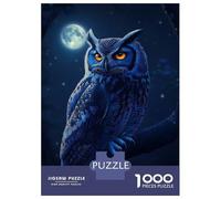 Puzzles De 1000 Pièces Blue Owl Perched at Night Puzzle Anti-stress, Décoration Murale, Cadeaux Uniques Pour Anniversaire Et Noël 38x26cm/1000pcs