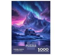 Puzzles De 1000 Pièces Cabin Under Aurora Borealis Snow Space Landscape Puzzle Adulte Jeu Manuel Une Œuvre D'art Cadeaux Uniques Pour Anniversaire Et Noël 52x38cm/1000pcs