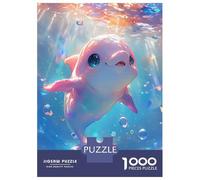 Puzzles De 1000 Pièces Cute Pink Dolphin Underwater Puzzle Adulte Jeu Manuel Une Œuvre D'art Cadeaux Uniques Pour Anniversaire Et Noël 38x26cm/1000pcs